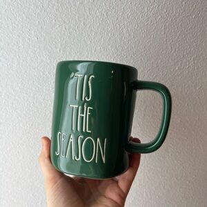 RAE DUNN Green Ceramic Holiday Mug 'Tis The Season